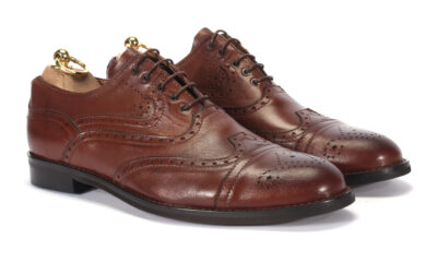 Brogsy Męskie Skórzane Brązowe Paul