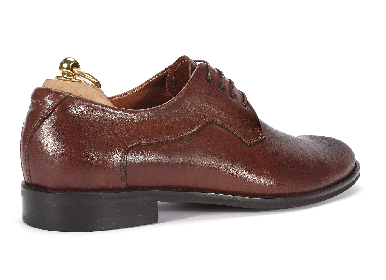 Derby Męskie Skórzane Brązowe Mort - obrazek 3