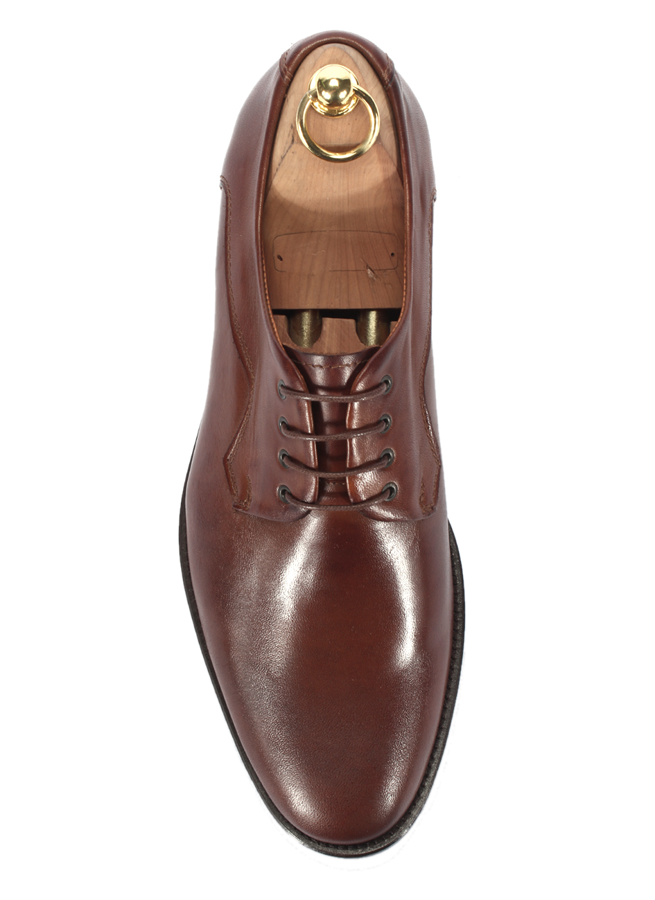 Derby Męskie Skórzane Brązowe Mort - obrazek 4