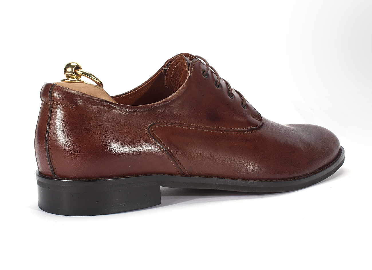 Derby Męskie Skórzane Brązowe Leon - obrazek 3