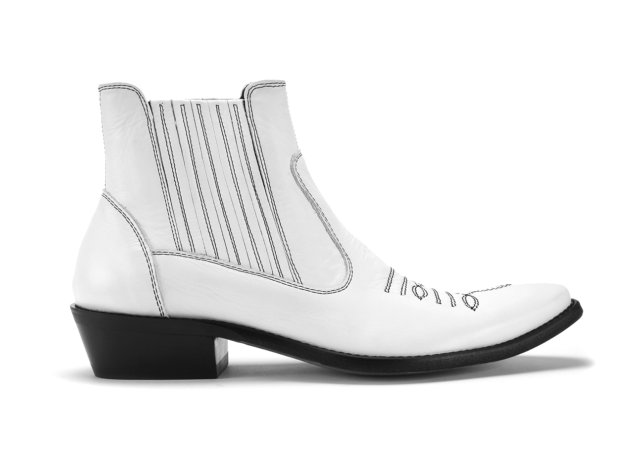 Kowbojki Męskie Skórzane Białe Carlos - obrazek 2