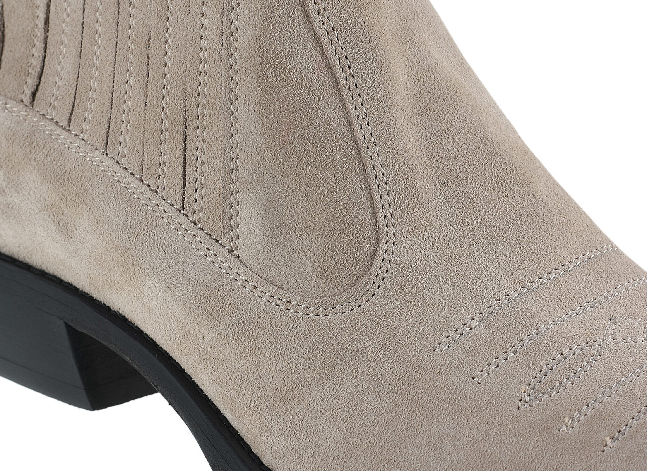 Kowbojki Męskie Skórzane Zamszowe Beżowe Carlos - obrazek 4