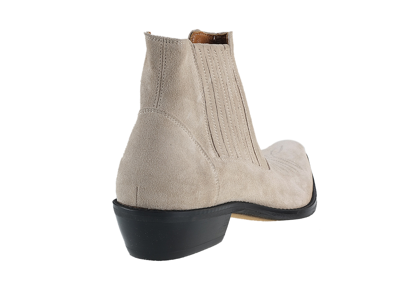 Kowbojki Męskie Skórzane Zamszowe Beżowe Carlos - obrazek 3