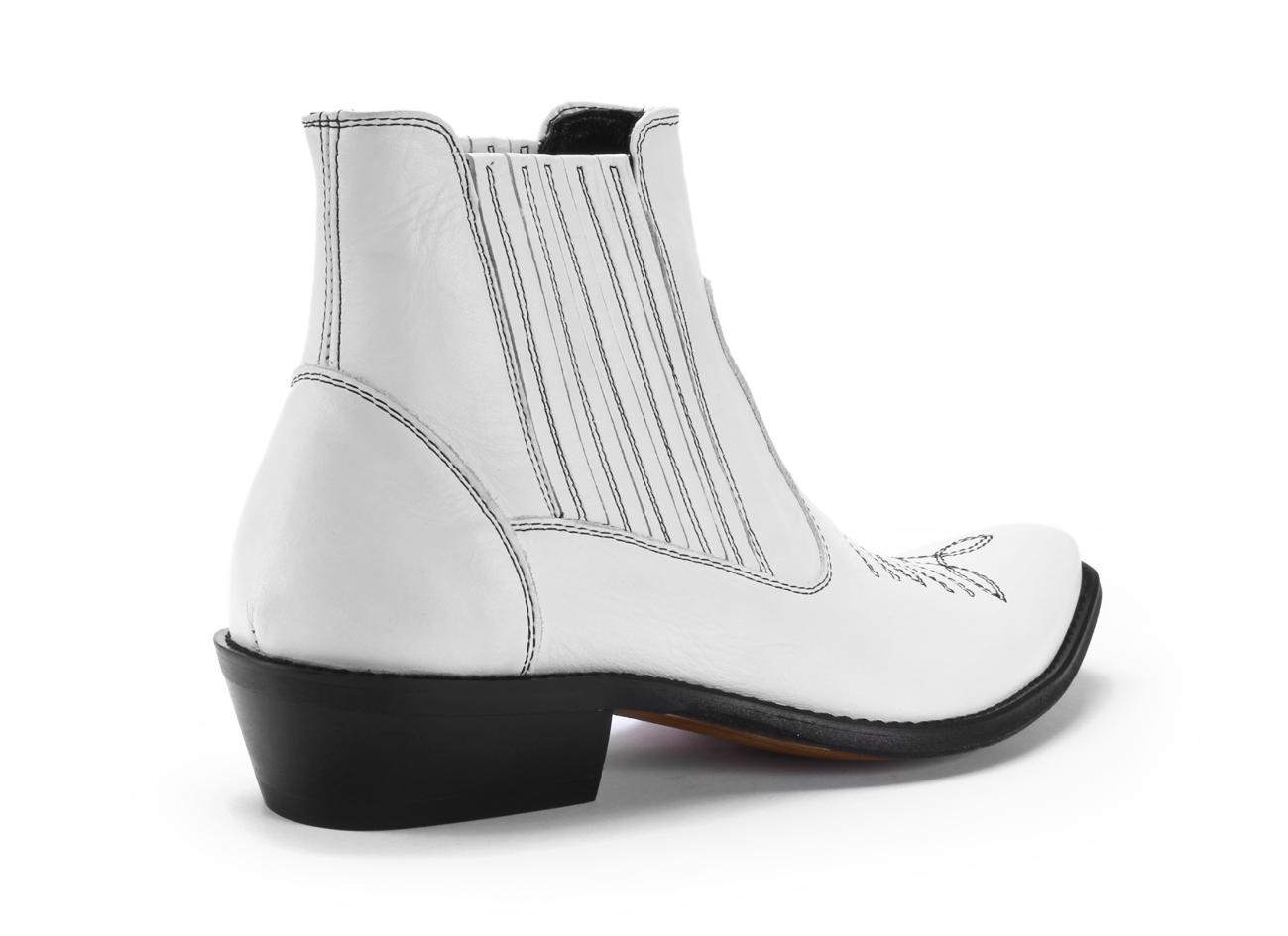 Kowbojki Męskie Skórzane Białe Carlos - obrazek 3