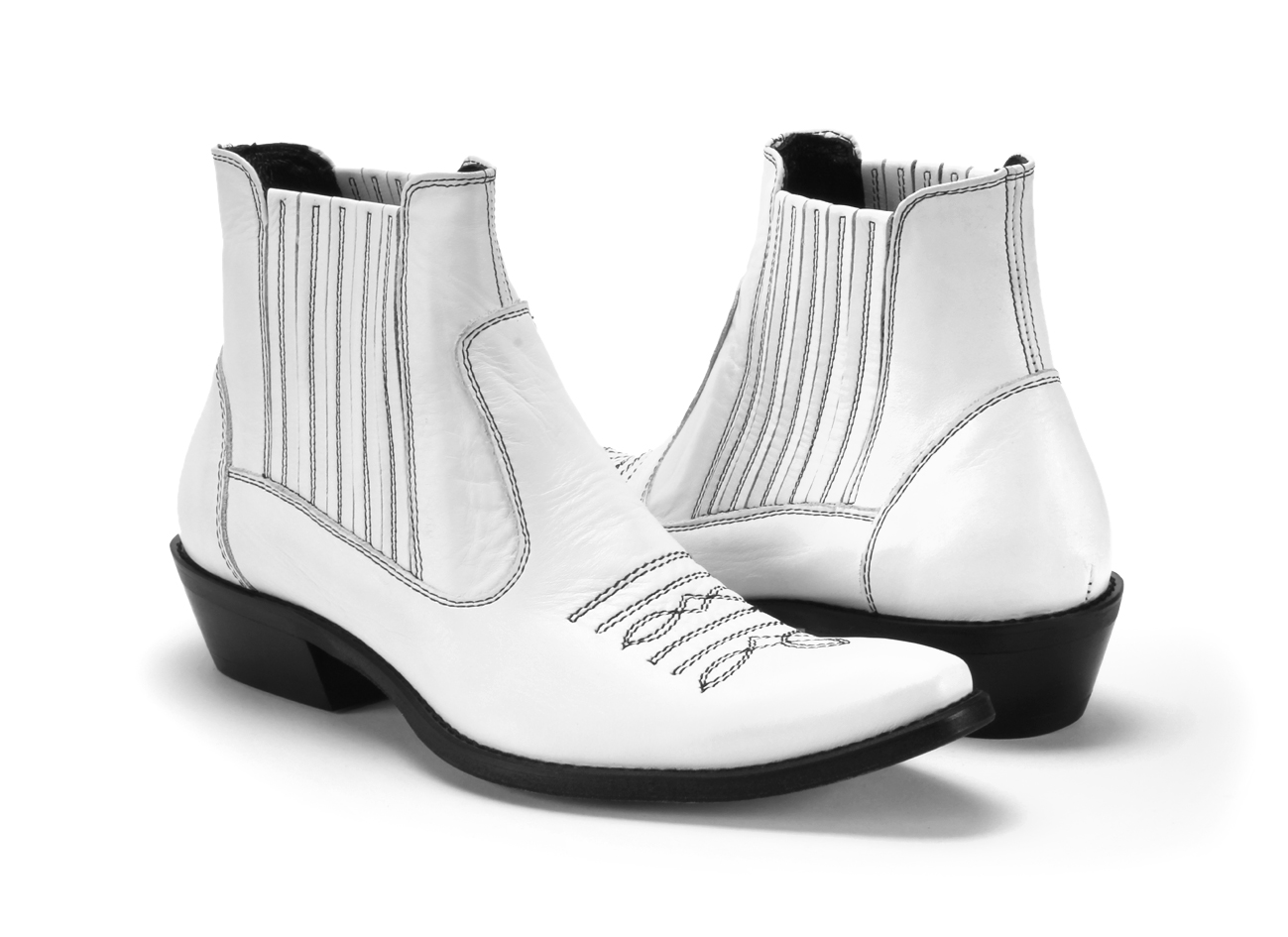 Kowbojki Męskie Skórzane Białe Carlos - obrazek 5