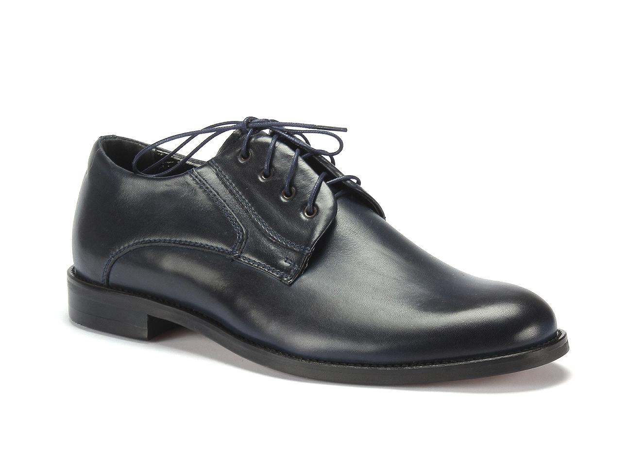 Derby Męskie Skórzane Granatowe Victor - obrazek 3