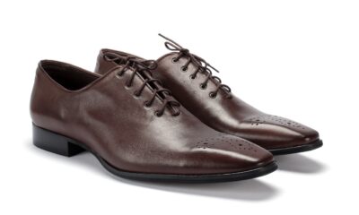 Oksfordy Męskie Skórzane Ciemnobrązowe Hubert