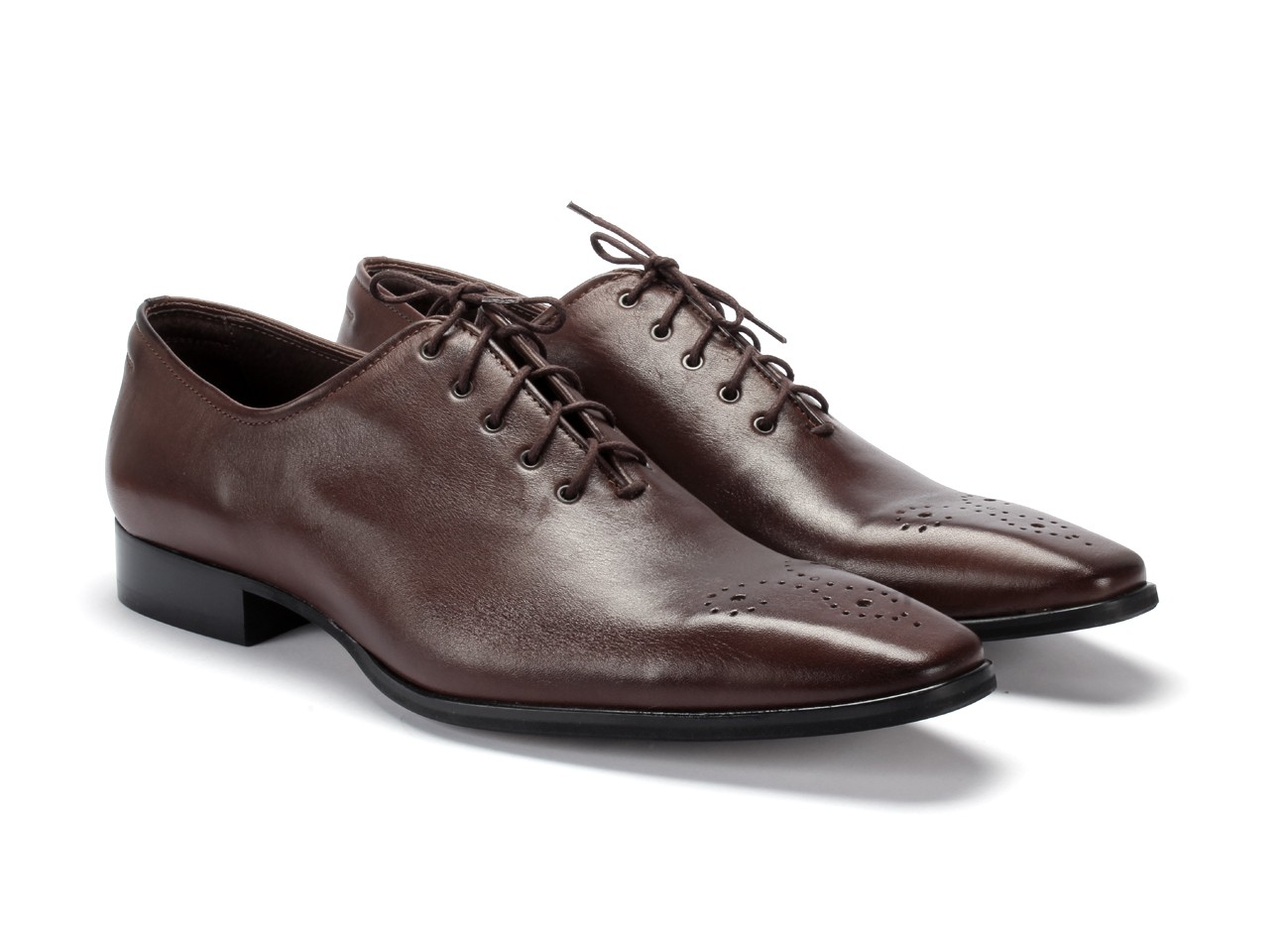 Oksfordy Męskie Skórzane Ciemnobrązowe Hubert
