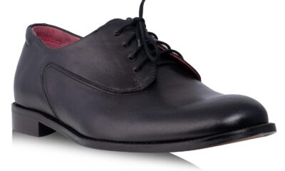 Black Men's Leather Derby Shoes Leon