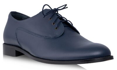 Dark Blue Men's Leather Derby Shoes Leon