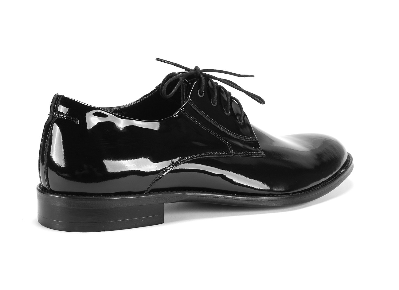 Derby Męskie Skórzane Czarne Lakierowane Victor - obrazek 3