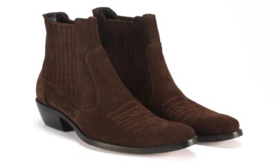 Kowbojki Męskie Skórzane Zamszowe Brązowe Carlos