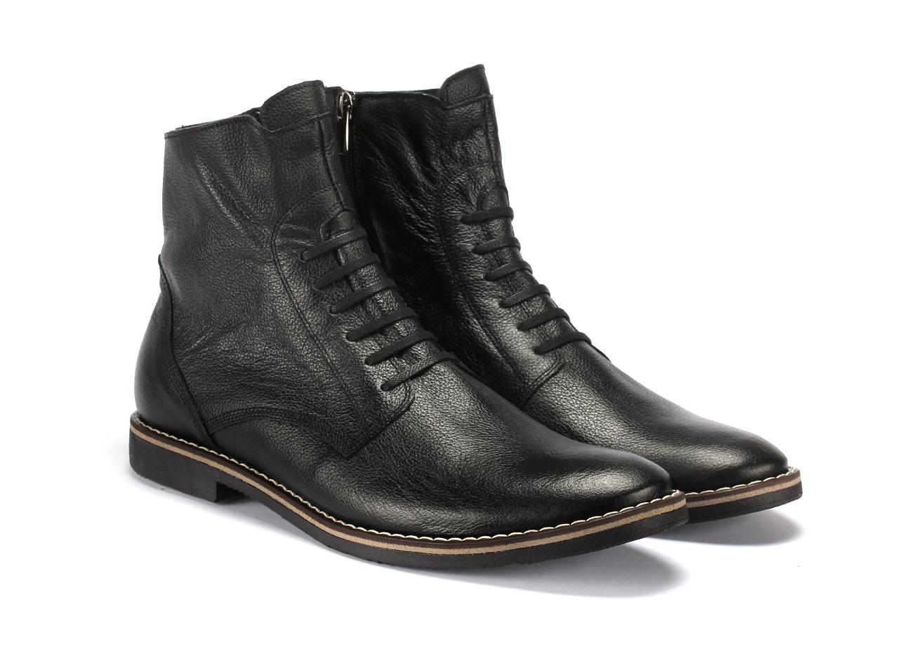 Black Men's Leather Boots Francesco