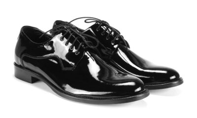 Derby Męskie Skórzane Czarne Lakierowane Mort