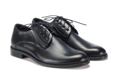 Derby Męskie Skórzane Granatowe Victor