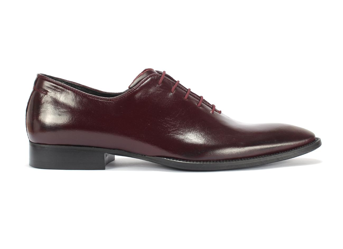 Oksfordy Męskie Skórzane Bordowe Javier - obrazek 2