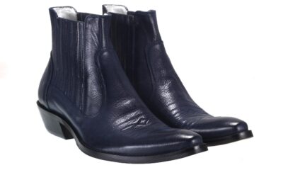 Kowbojki Męskie Skórzane Granatowe Carlos