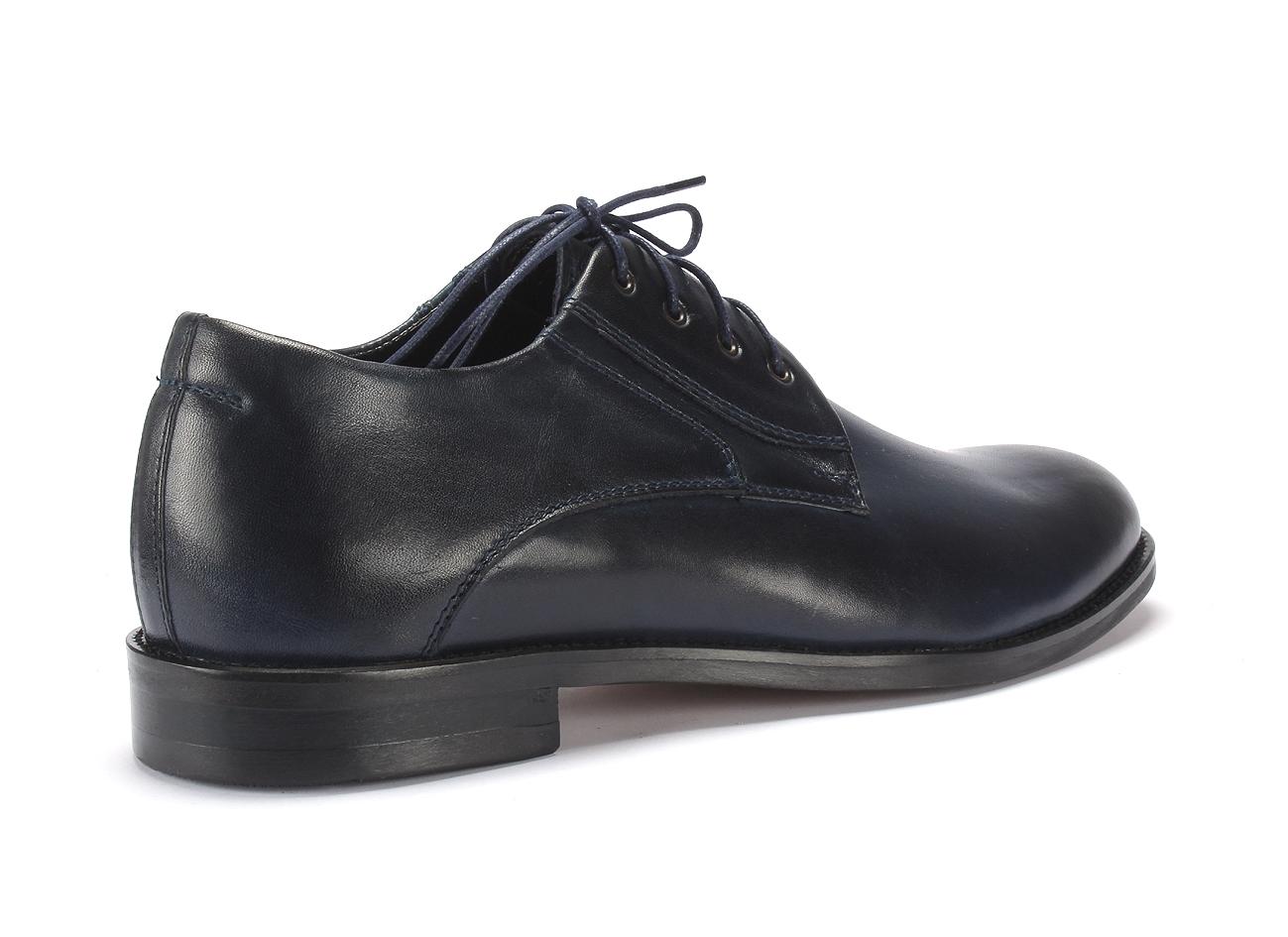 Derby Męskie Skórzane Granatowe Victor - obrazek 4
