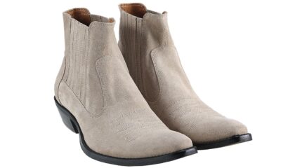 Kowbojki Męskie Skórzane Zamszowe Beżowe Carlos