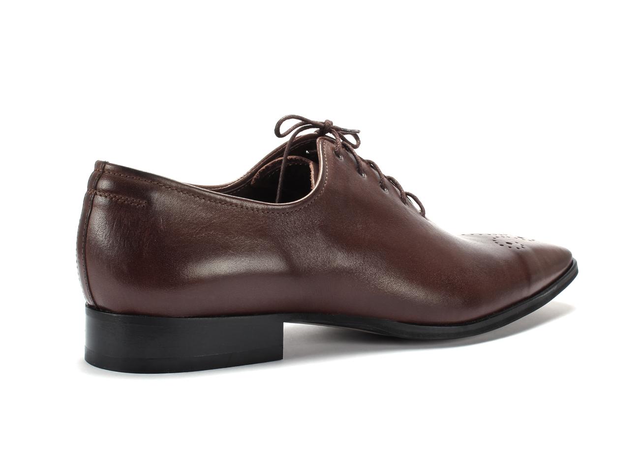 Oksfordy Męskie Skórzane Ciemnobrązowe Hubert - obrazek 3