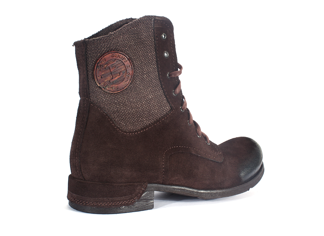 Botki Męskie Skórzane Brązowe Zamszowe Colin - obrazek 3