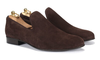Mokasyny Męskie Skórzane Brązowe Zamszowe Michael