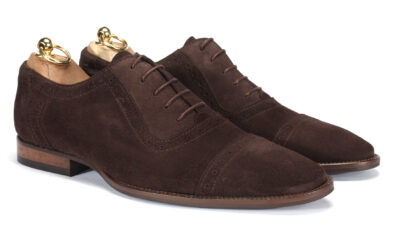 Oksfordy Męskie Skórzane Brązowe Zamszowe Diego