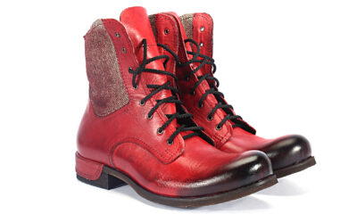 Botki Męskie Skórzane Malowane Czerwone Colin Wyprzedaż