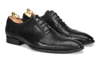 Oksfordy Męskie Skórzane Czarne Diego
