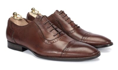 Oksfordy Męskie Skórzane Brązowe Diego