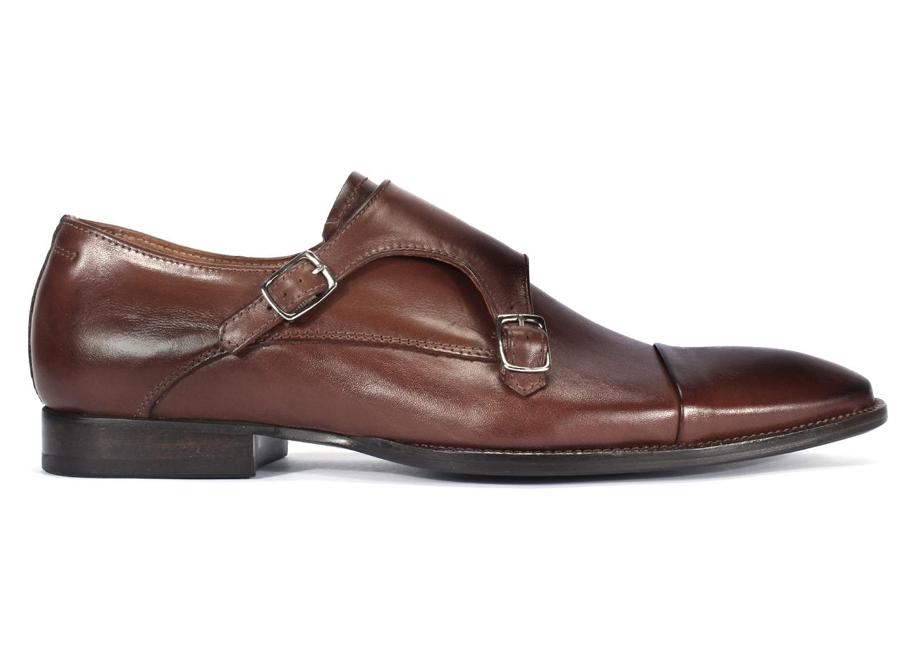 Brown Men's Leather Monk Strap Shoes Cris - Image 2