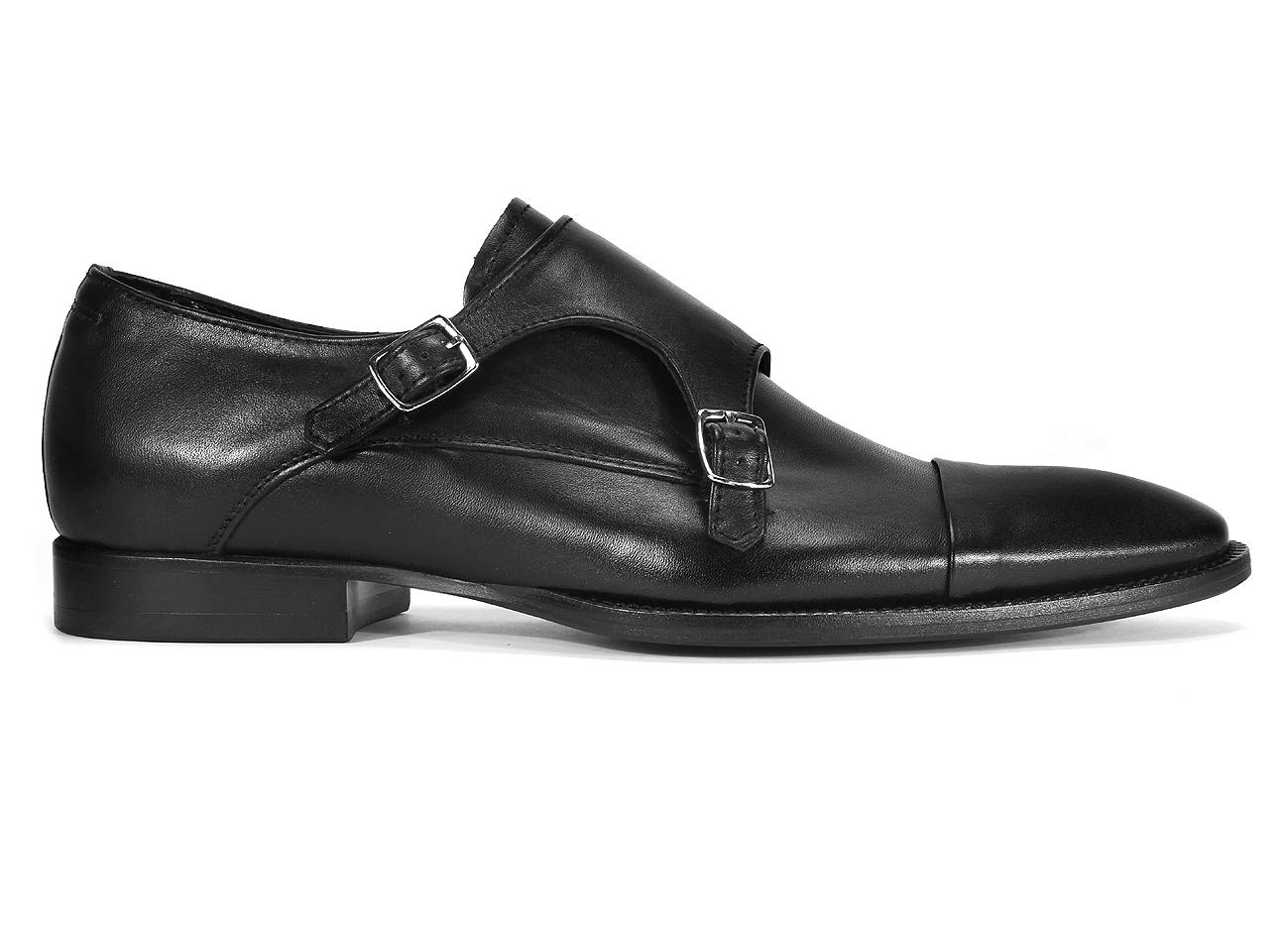 Monki Męskie Skórzane Czarne Cris - obrazek 2