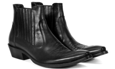 Kowbojki Męskie Skórzane Czarne Carlos