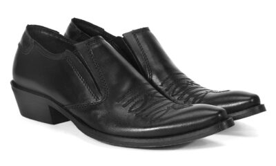 Kowbojki Niskie Męskie Skórzane Czarne Carlito