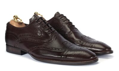 Brogsy Męskie Skórzane Ciemnobrązowe Manuel