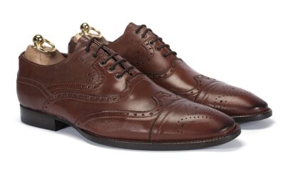 Brogsy Męskie Skórzane Brązowe Manuel