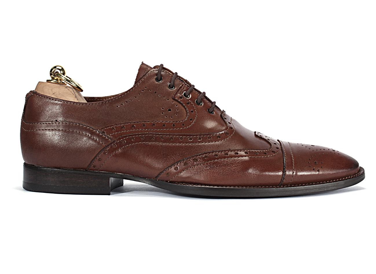 Brogsy Męskie Skórzane Brązowe Manuel - obrazek 2