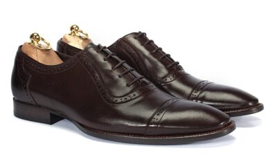 Oksfordy Męskie Skórzane Ciemnobrązowe Diego
