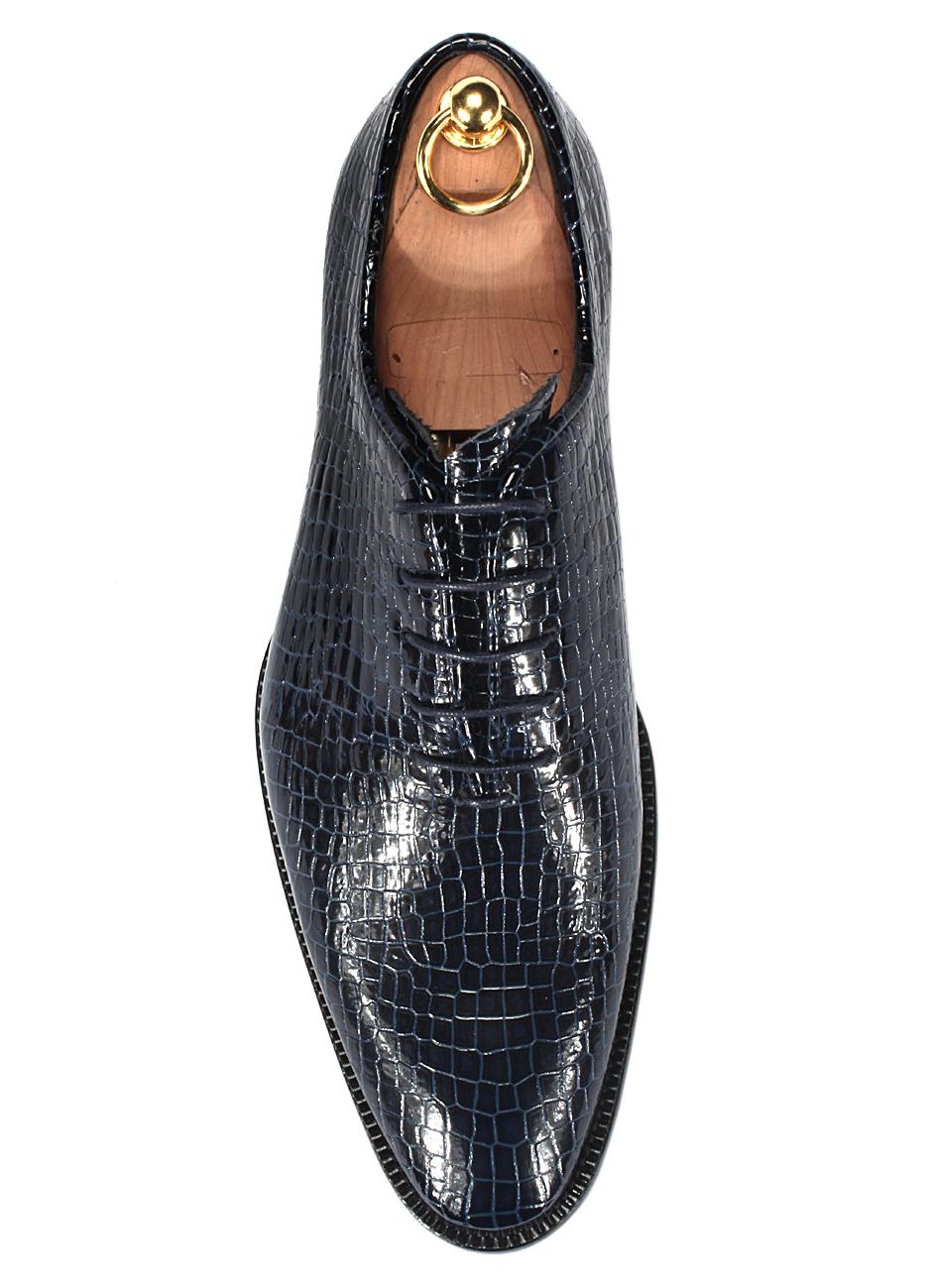 Oksfordy Męskie Skórzane Granatowe Javier - obrazek 4