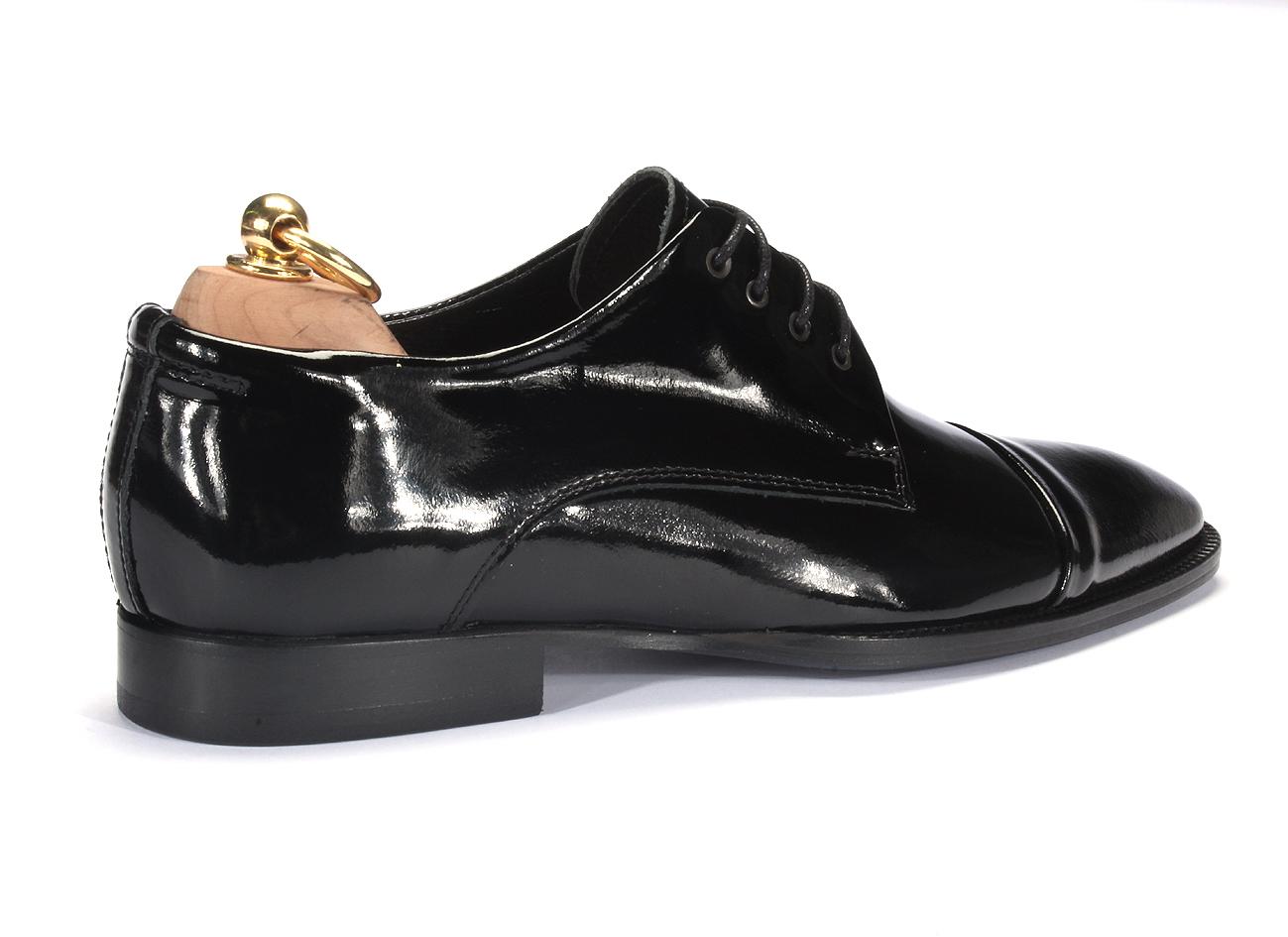 Derby Męskie Skórzane Czarne Stanley - obrazek 3