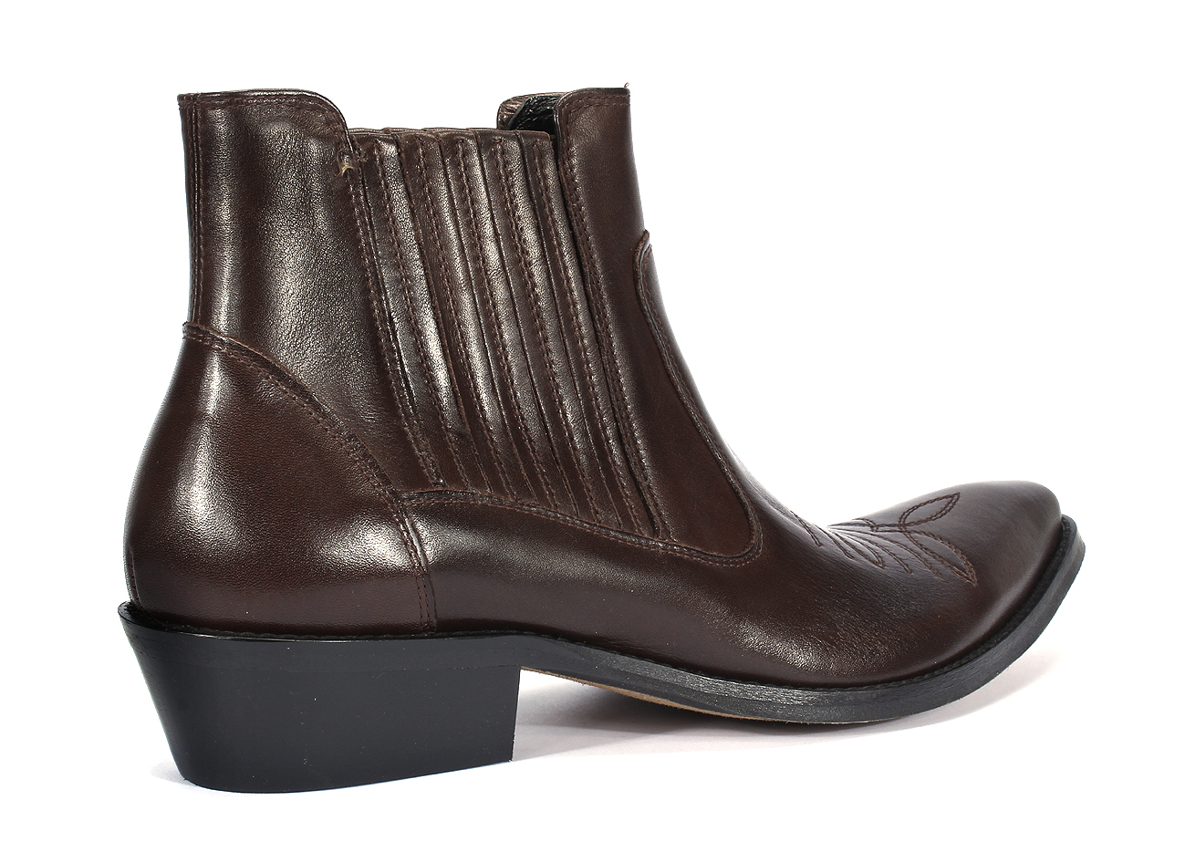 Kowbojki Męskie Skórzane Ciemnobrązowe Carlos Wyprzedaż - obrazek 3