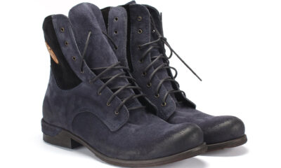 Botki Męskie Skórzane Fioletowe Zamszowe Colin