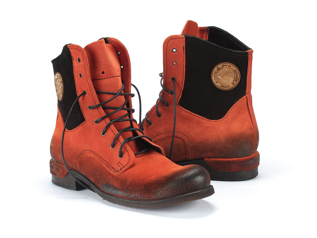 Botki Męskie Skórzane Zamszowe Pomarańczowe Colin - obrazek 5