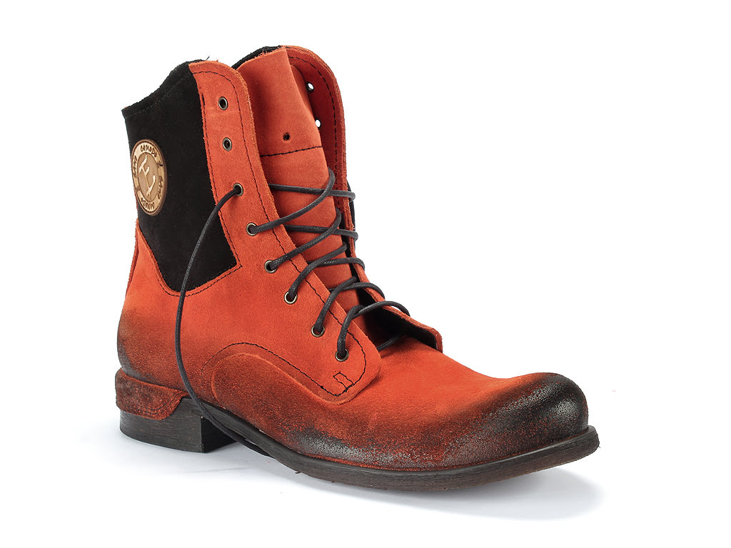 Botki Męskie Skórzane Zamszowe Pomarańczowe Colin - obrazek 4