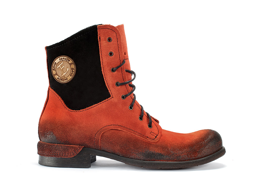 Botki Męskie Skórzane Zamszowe Pomarańczowe Colin - obrazek 2