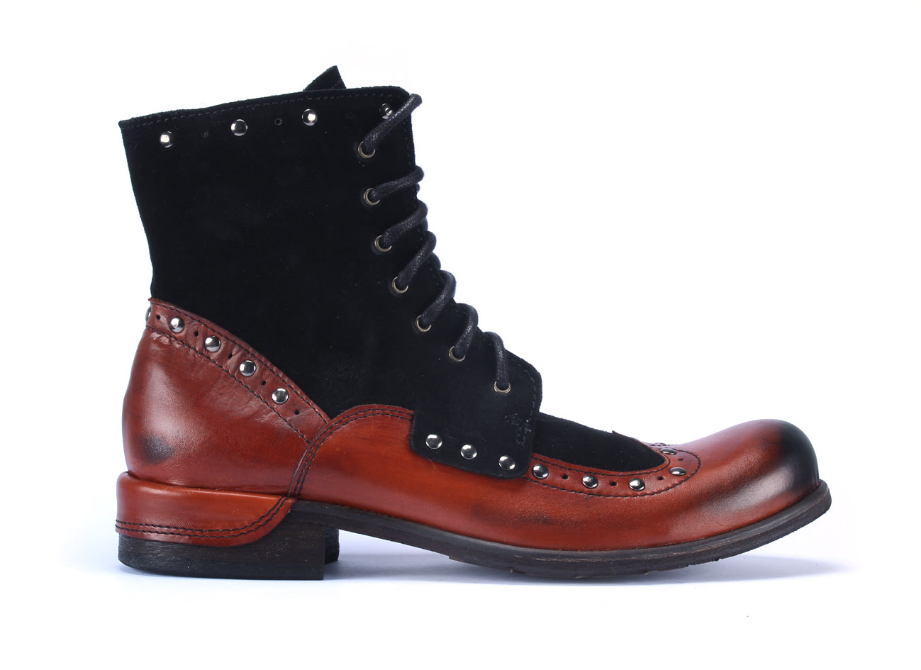 Botki Męskie Skórzane Czerwone Daniel - obrazek 2