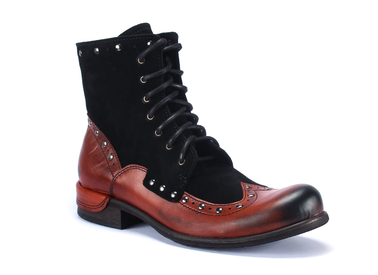 Botki Męskie Skórzane Czerwone Daniel - obrazek 4