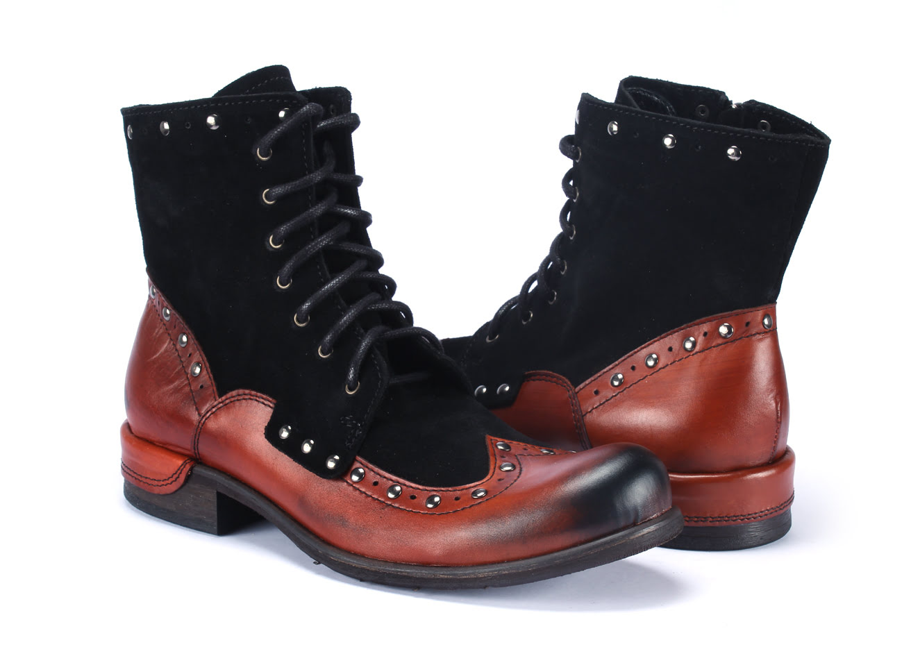 Botki Męskie Skórzane Czerwone Daniel - obrazek 5