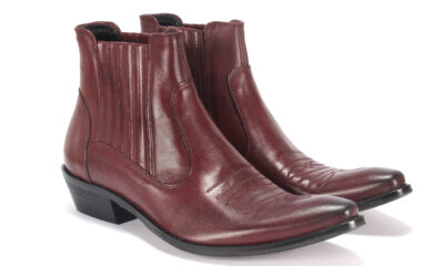Kowbojki Męskie Skórzane Bordowe Carlos