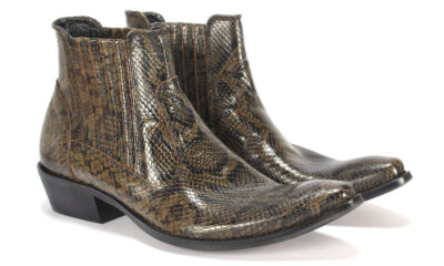 Kowbojki Męskie Skórzane Czarno-Oliwkowe Carlos